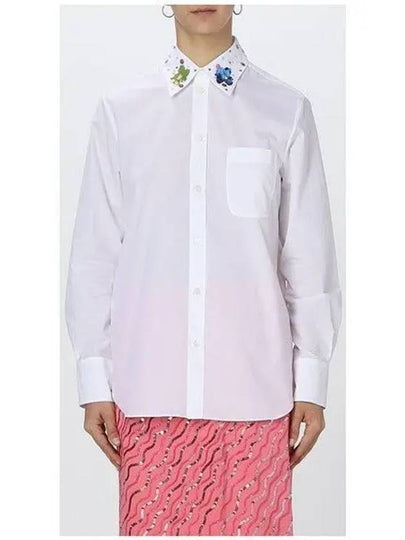 Embroidered Collar Regular Fit Shirt Lily White - MARNI - BALAAN 2