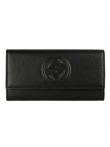 Interlocking GG Soho Leather Long Wallet Black - GUCCI - BALAAN 1