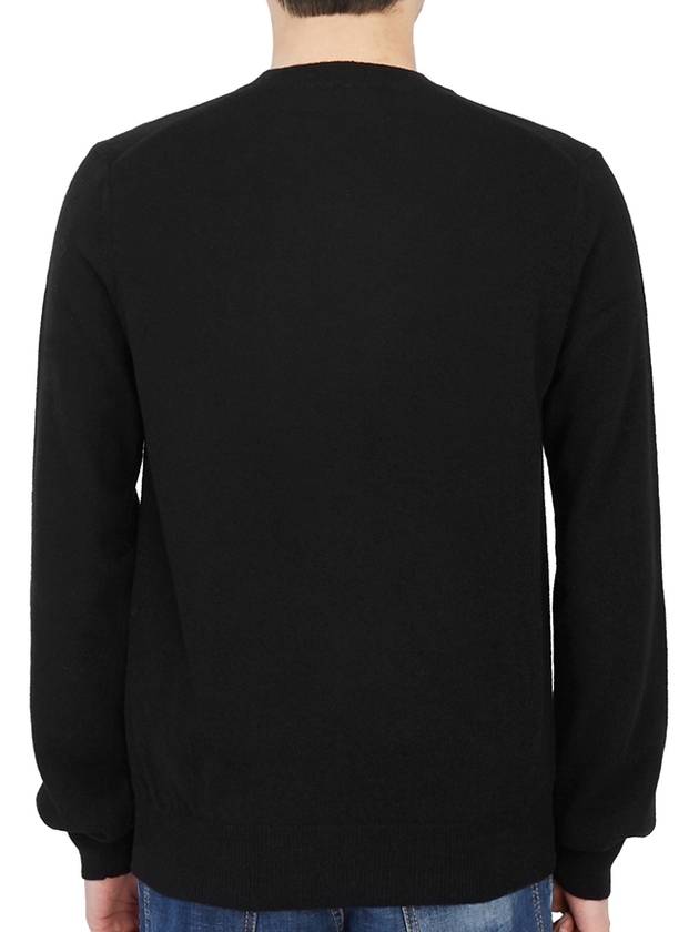 Red Heart Wappen V-Neck Wool Knit P1 N002 1 Black - COMME DES GARCONS - BALAAN 5