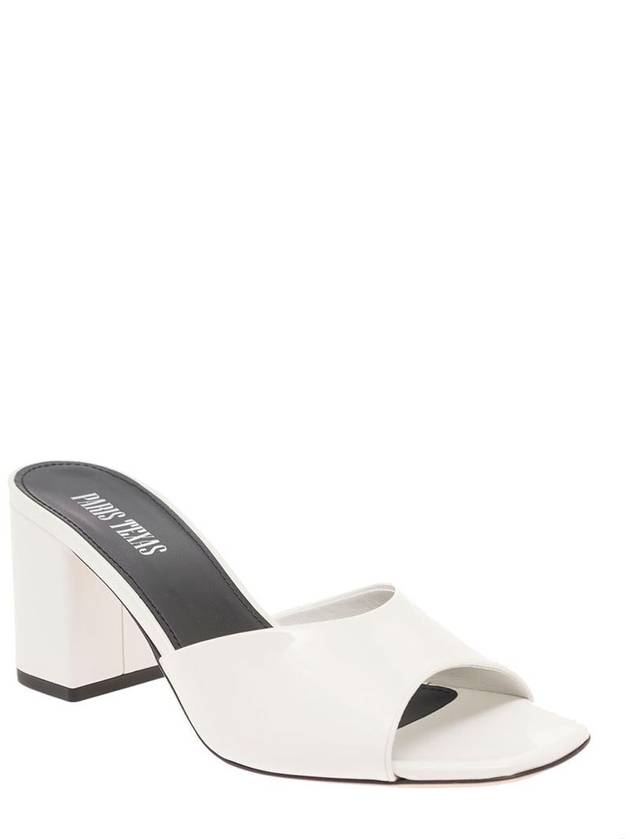 'Anja' White Mules With Block Heel In Patent Leather Woman - PARIS TEXAS - BALAAN 2