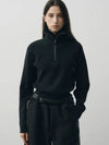 Cropped layered zip up polo knit black - NOIRER FOR WOMEN - BALAAN 1