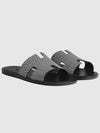 Men's Izmir Sandals Calfskin Chevron Black - HERMES - BALAAN 7