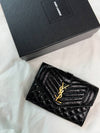 Matelasse Monogram Envelope Small Half Wallet Black - SAINT LAURENT - BALAAN 3