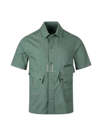 Cotton Popeline Pocket Short Sleeve Shirt Green - CP COMPANY - BALAAN 2