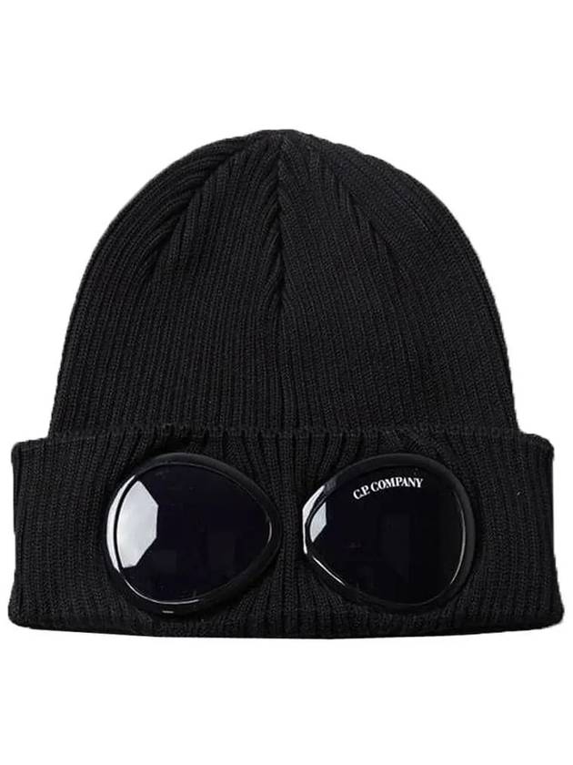 Goggle Detail Ribbed Beanie Black - CP COMPANY - BALAAN 2