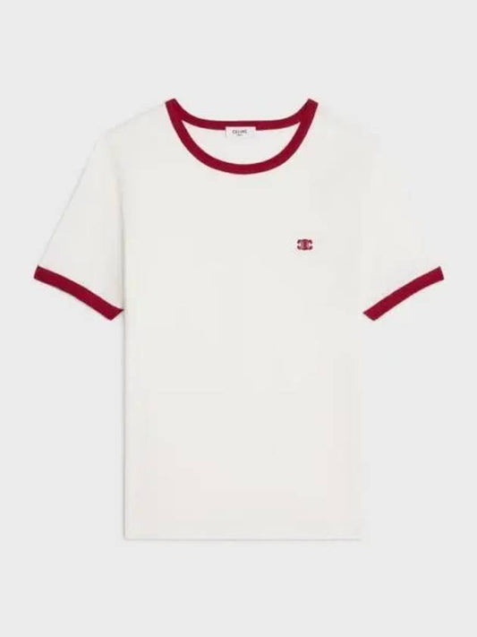 T shirt 70 s Triomphe Jersey Short Sleeve Off White Rust - CELINE - BALAAN 2