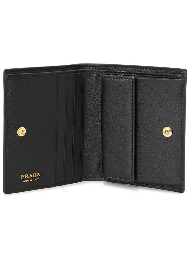 Women's Small Saffiano Smooth Leather Half Wallet Black - PRADA - BALAAN 5