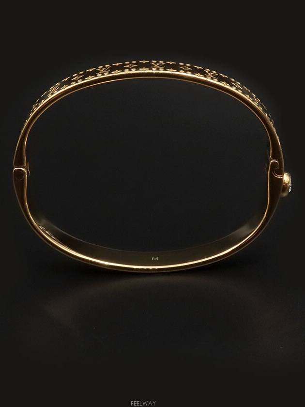 Gold Brass Monogram Pattern Nanogram Strass Women Bracelet M M64861 - LOUIS VUITTON - BALAAN 3