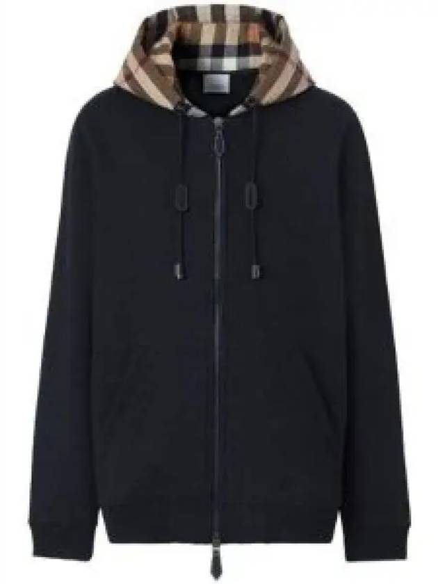 Check Hood Cotton Zip Up Hoodie Black Archive Beige - BURBERRY - BALAAN 2