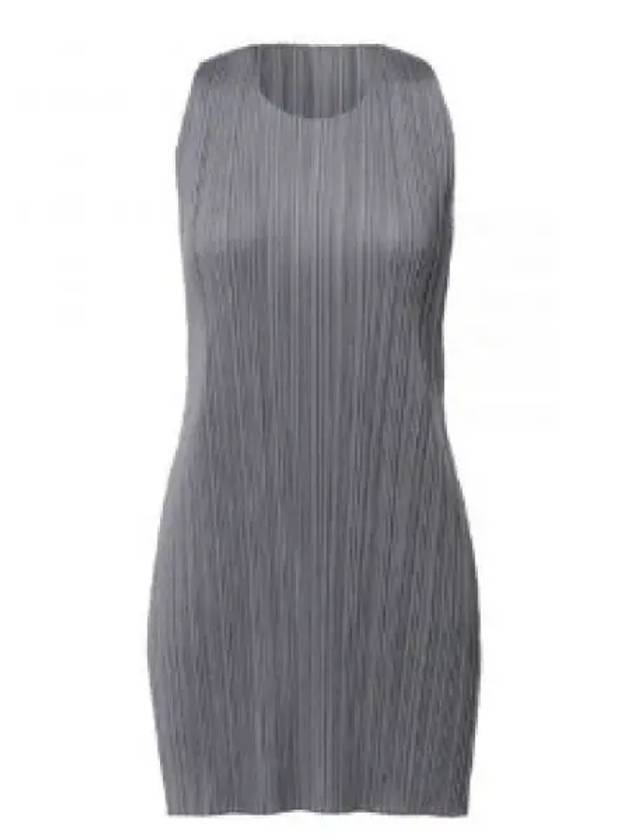 Basic Pleated Sleeveless Short Dress Grey - ISSEY MIYAKE - BALAAN 1