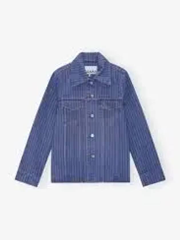 Stripe Overdyed Denim Jacket Blue - GANNI - BALAAN 2