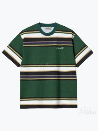 Morcom Striped Short Sleeve T-Shirt Green - CARHARTT WIP - BALAAN 2