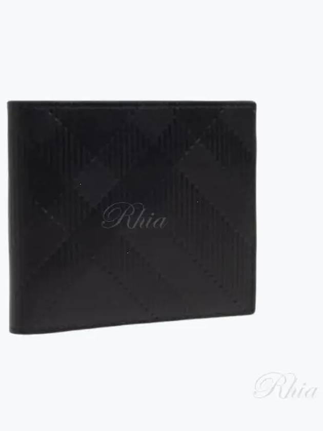 Embossed Check Bifold Half Wallet Black - BURBERRY - BALAAN 2