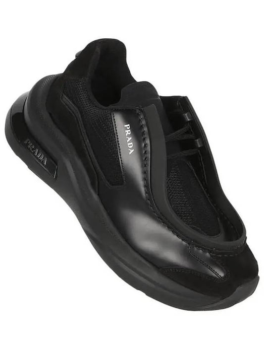 Systeme Brushed Leather Sneakers With Bike Fabric And Suede Elements Black - PRADA - BALAAN 2