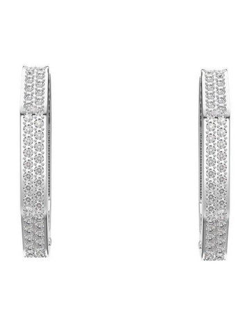 Dextera Octagon Medium Hoop Earrings Silver - SWAROVSKI - BALAAN 1