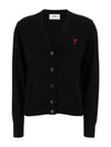 Heart Logo Wool Cardigan Black - AMI - BALAAN 2