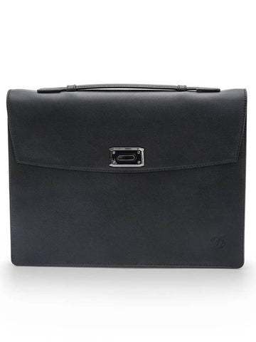 Dupont Dline turnstile gray black leather unisex briefcase - S.T. DUPONT - BALAAN 1