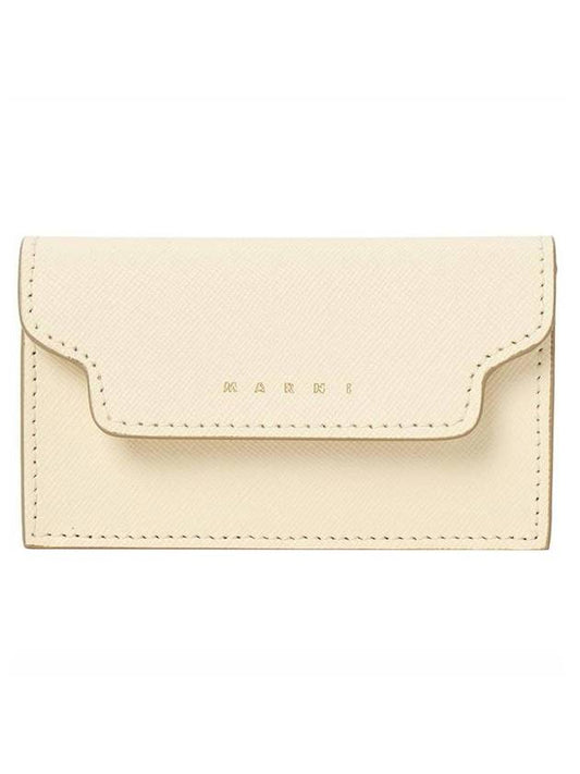 Logo Saffiano Leather Card Wallet Ivory - MARNI - BALAAN 1