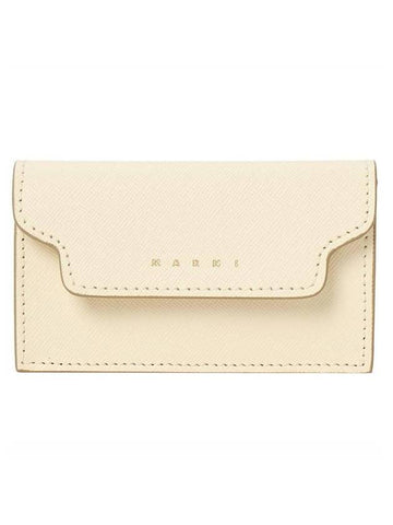 Logo Saffiano Leather Card Wallet Ivory - MARNI - BALAAN 1