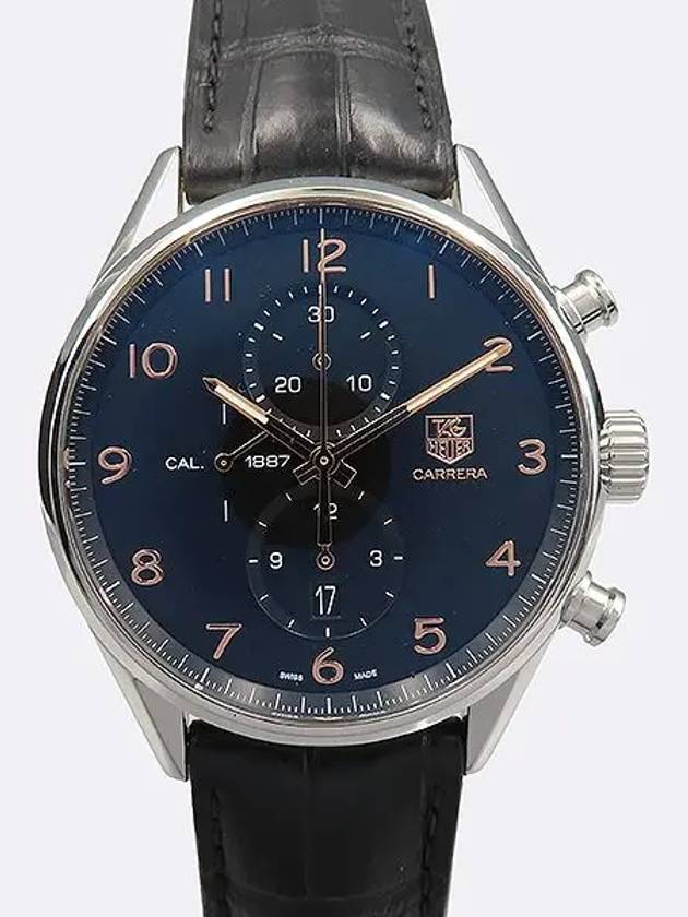 CAR2014 BA0799 Carrera Caliber 1887 Date Chronograph See through Back Automatic Leather Band Men s Watch - TAG HEUER - BALAAN 1