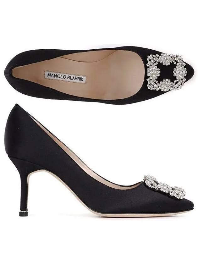 Hangisi Satin Jewel Pumps Heel 70mm Black - MANOLO BLAHNIK - BALAAN 2