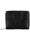 Intrecciato Zipper Around Half Wallet Black - BOTTEGA VENETA - BALAAN 3