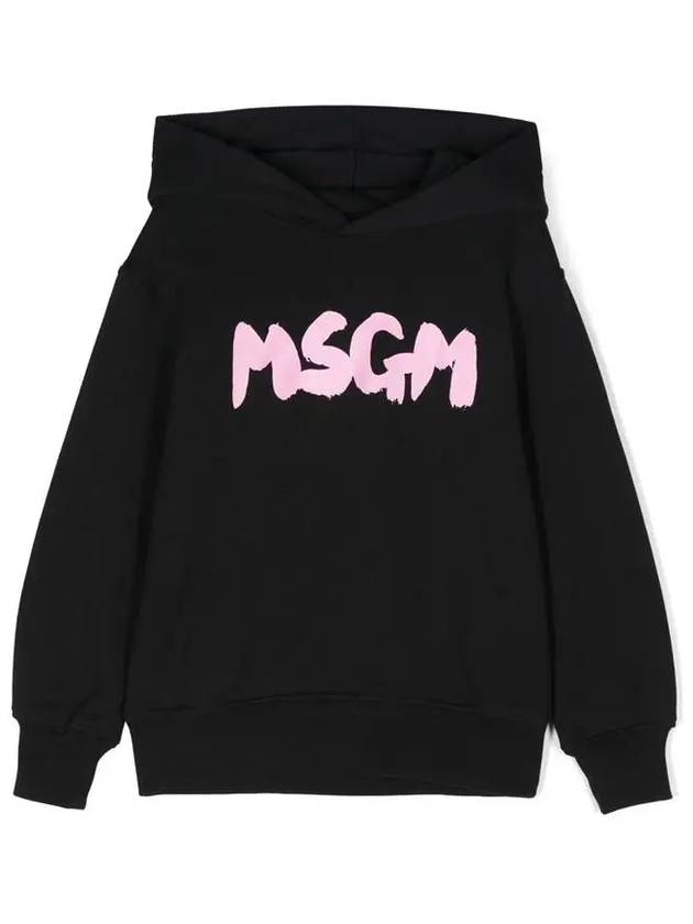 Kids Pink Painting Logo Hoodie Black - MSGM - BALAAN 1