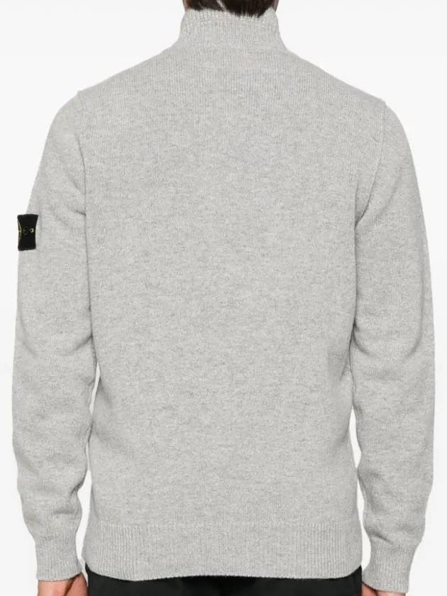 Wappen Patch Half Button Lambswool Knit Top Grey - STONE ISLAND - BALAAN 4