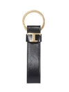 T Logo Leather Key Ring Black - TOD'S - BALAAN 1