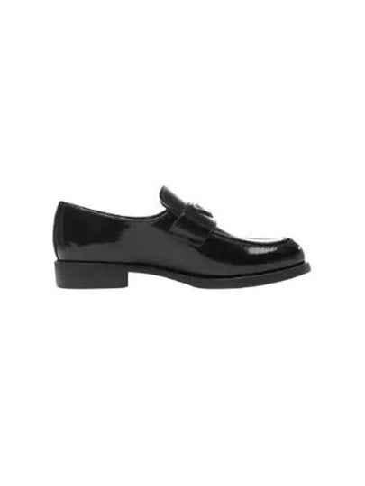 Triangle Logo Brush Leather Loafers Black - PRADA - BALAAN 2