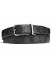 Men's Harness Buckle Reversible 30mm Leather Belt Charcoal Black - COACH - BALAAN 2