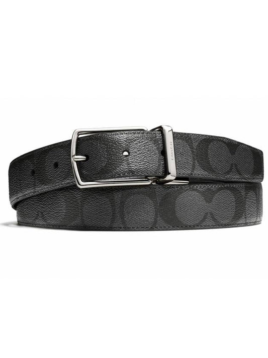 Men's Harness Buckle Reversible 30mm Leather Belt Charcoal Black - COACH - BALAAN 2