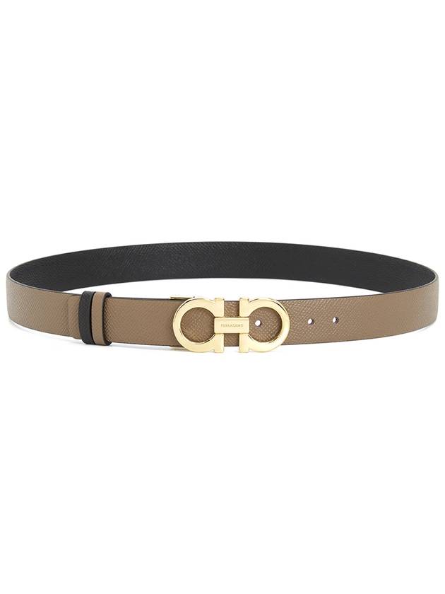 Reversible Gancini Leather Belt Black Caraway Seed - SALVATORE FERRAGAMO - BALAAN 4