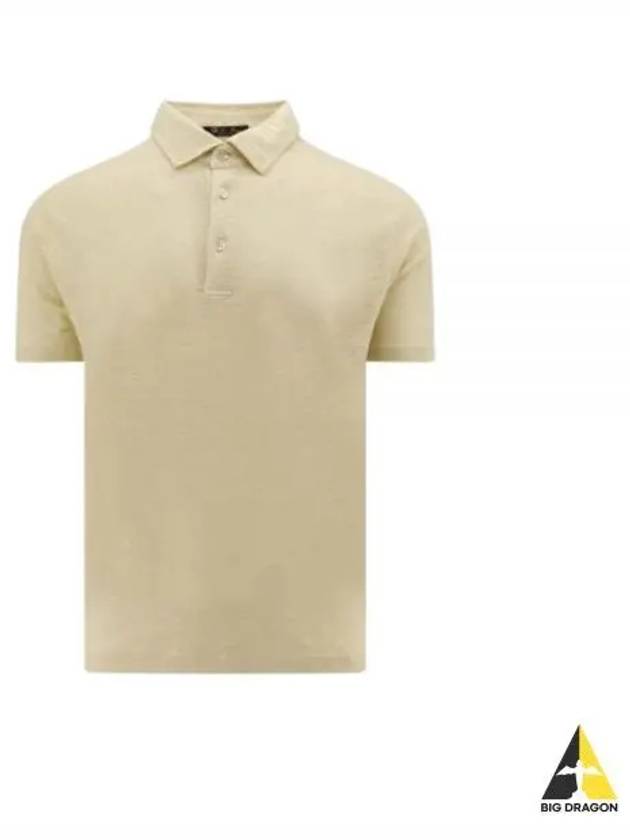 Linen Polo Shirt Beige - LORO PIANA - BALAAN 2