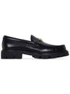 Triomphe Magaret Chain Chunky Leather Loafers Black - CELINE - BALAAN.