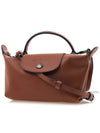 Le Pliage Logo Leather Tote Bag Brown - LONGCHAMP - BALAAN 3