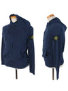 Men's Wappen Patch Cotton Zip Up Hoodie Navy - STONE ISLAND - BALAAN 3