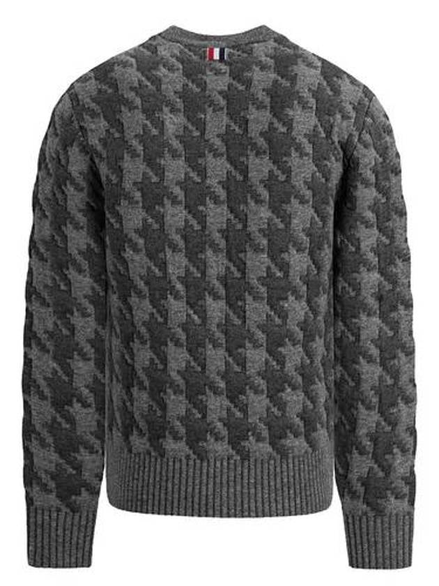 Houndstooth Quilted Merino Wool Knit Top Grey - THOM BROWNE - BALAAN 3