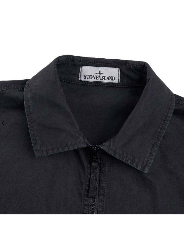 Garment Dyed Stretch Cotton Overshirt Black - STONE ISLAND - BALAAN 4