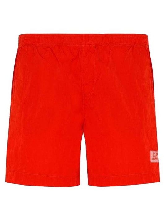 Men's Chrome Logo Patch Swim Shorts Red - CP COMPANY - BALAAN 1