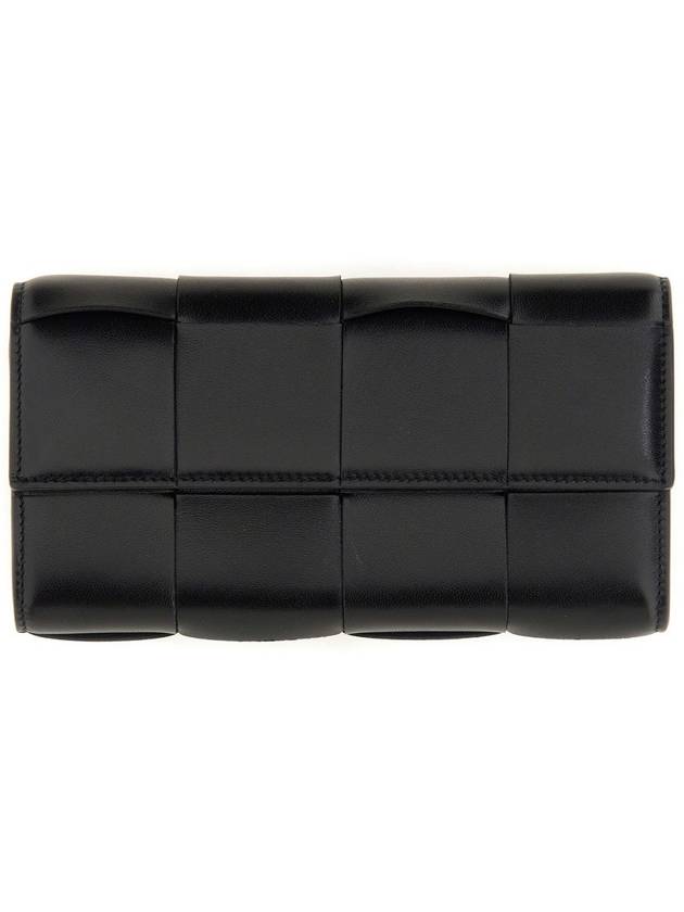 Cassette Flap Leather Long Wallet Black - BOTTEGA VENETA - BALAAN 2