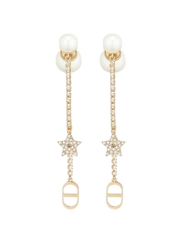 Tribales White Resin Pearl Earrings Gold - DIOR - BALAAN 1