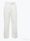 High Waist Cotton Canvas Straight Pants White - THOM BROWNE - BALAAN 2