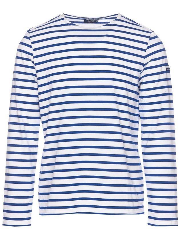 Minquiers Modern Stripe Long Sleeve T-Shirt White Blue - SAINT JAMES - BALAAN 1