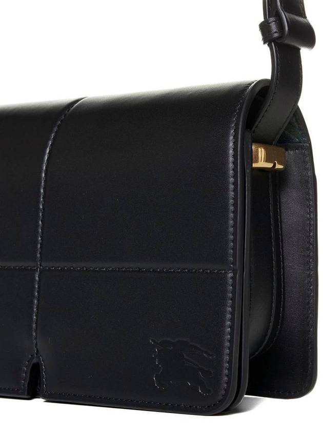 Snip Embossed Logo Leather Shoulder Bag Black - BURBERRY - BALAAN 5