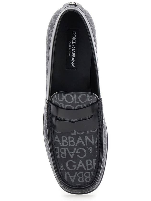 'City' Black Loafers With All-Over Logo In Cotton And Leather Man - DOLCE&GABBANA - BALAAN 4