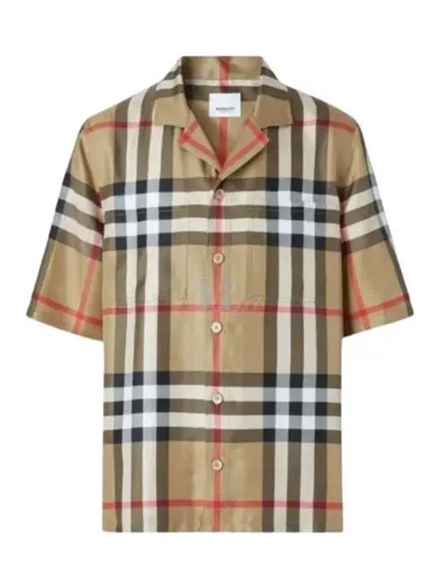 Vintage Check Silk Short Sleeve Shirt Archive Beige - BURBERRY - BALAAN 2