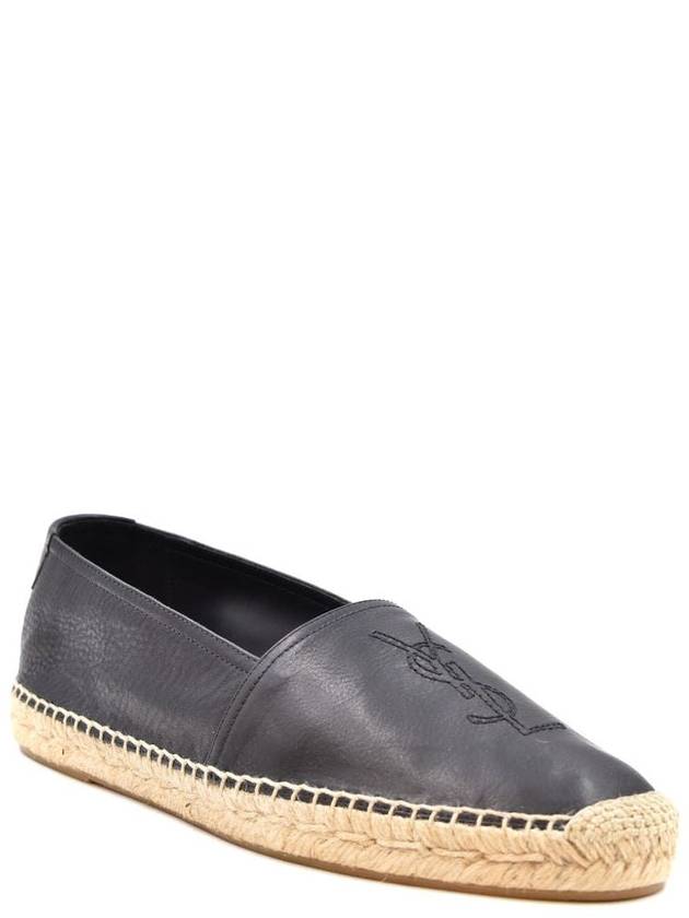 Monogram Leather Espadrilles Black - SAINT LAURENT - BALAAN 3