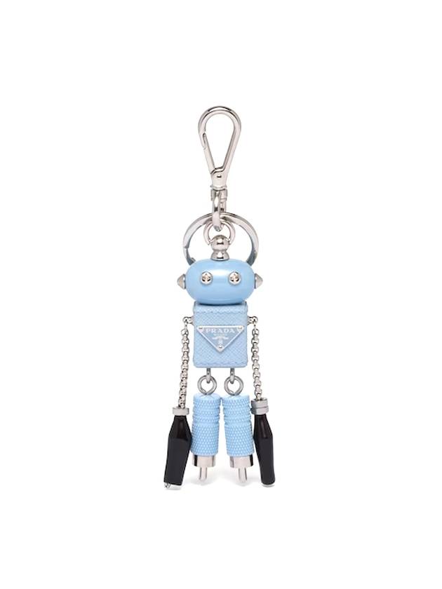 Saffiano Leather Robot Trick Keychain Light Blue - PRADA - BALAAN 1