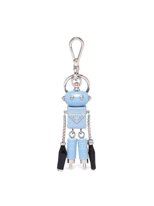 Saffiano Leather Robot Trick Keychain Light Blue - PRADA - BALAAN 1